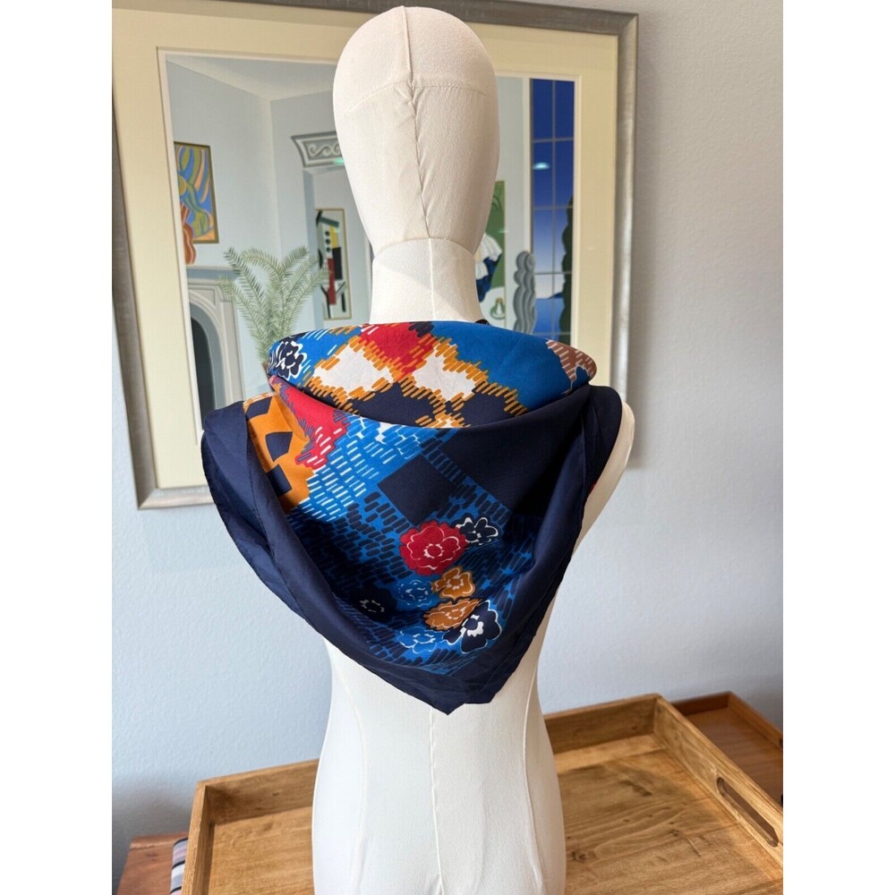 Buselli Abstract Art Square Scarf Vintage 1970s 1980s Polyester‎ Multicolor 31"